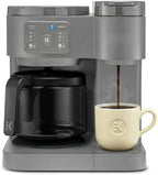 K-Duo Essentials Hot & Iced Coffee Maker Single Serve KCup Pod & 12-Cup Glass Carafe Dual Brew System 72oz Reservoir (MOONLIGHT GREY) by Unknown