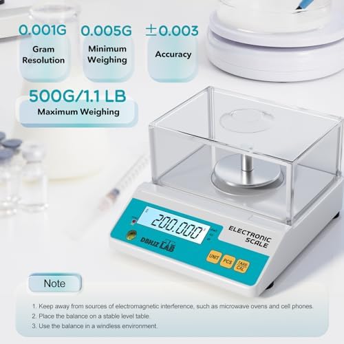 Lab Scale 500g, 0.001g High Precision Electronic Analytical Balance g/lb/oz/dw/ct/dr Laboratory Scientific Scale with Calibration Weight Dual Power Supply Jewelry Scale - Image 2