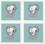 CafePress Snoopy Just Be Happy Full Bleed Tumbled Stone - Set of 4 Coasters Set of 4 by CafePress