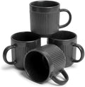 SANGO Anderson Black Coffee Mugs Set of 4, 16.5 oz Stoneware Coffee Mug Set, Big Ceramic Tea Cup with Matte Glaze for Cappuccino, Latte, Large Coffee Cups with Handle, Microwave & Dishwasher Safe by Sango