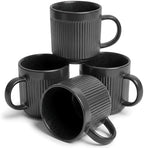 SANGO Anderson Black Coffee Mugs Set of 4, 16.5 oz Stoneware Coffee Mug Set, Big Ceramic Tea Cup with Matte Glaze for Cappuccino, Latte, Large Coffee Cups with Handle, Microwave & Dishwasher Safe by Sango