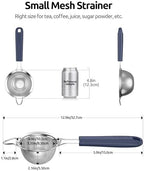 U-Taste 18/8 Stainless Steel 3.35in Medium Fine Mesh Strainer and 12.6in Stainless Steel Danish Dough Whisk (Midnight Blue) - Image 2