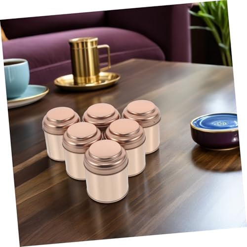 LALAFINA 6pcs Round Tinplate Tea Canisters with Airtight Seal for Loose Leaf Storage Portable Sealed Storage Jars for Coffee Spices and Tea Preservation Tin Containers for Kitchen - Image 6