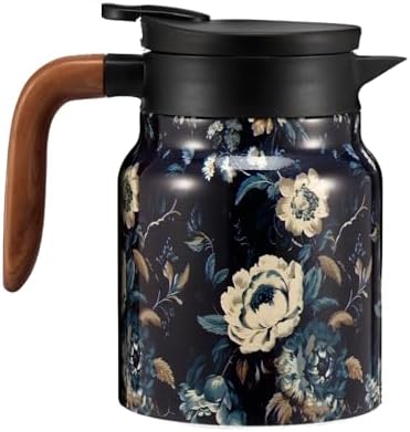 Vintage Floral Tea Stainless Steel Tea Kettle Drip-Proof Tea Pot With Tea Infuser Mini Thermo Coffee Pot Home Teaware (Style 6) by Unknown