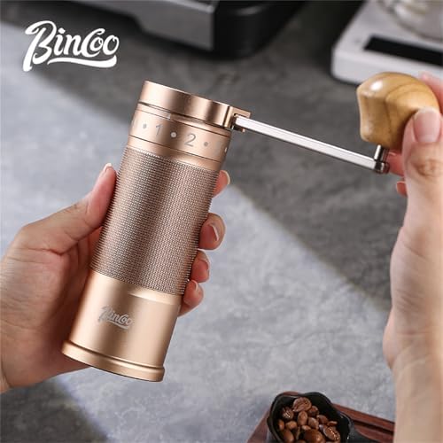 Bincoo Manual Coffee Grinder Manual Foldable Handle– Espresso Hand Coffee Grinder Burr,Compact and Portable for Home/Travel/Camping(Champagne) - Image 7