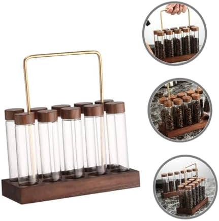 Coffee Bean Storage Tube Glass with Wooden Stand - Image 6