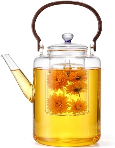 3L/101oz Large Glass Teapot with Infuser & Lid, Stovetop Safe by Unknown