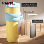 SDGA+ 24 oz Stainless Steel Tumbler with Lid and Straw, Insulated Water Bottle Leak Proof for Hot and Cold, Portable Travel Coffee Mug, Reusable Coffee Cup for Women, Yellow - Image 7