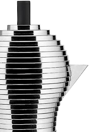 Alessi MDL02/6 B "Pulcina" Stove Top Espresso 6 Cup Coffee Maker in Aluminum Casting Handle And Knob in Pa, Black - Image 6