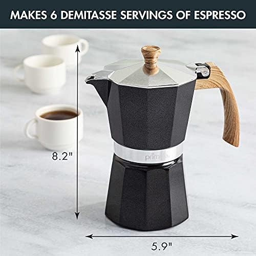 Primula Aluminum Stove Top Espresso Coffee Maker, Percolator Coffee Pot for Moka, Cuban Coffee, Cappuccino, Latte and more, Perfect for Camping, 6 Cup, Black - Image 4