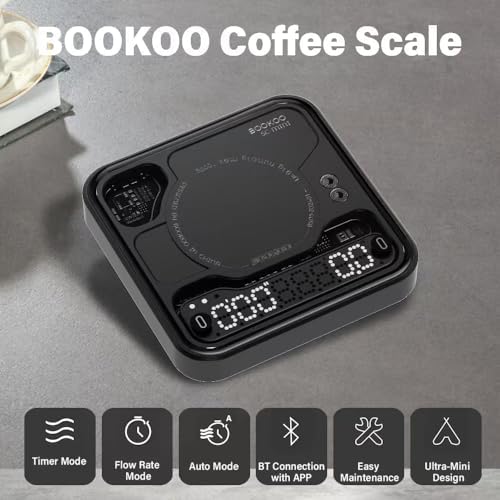 BOOKOO Coffee Scale with Storage Bag Esprosse with Timer Mini Digtial Coffee Scale Rechargeable with Auto Mode Flow Rate Mode Scale for Coffee APP Bluetooth Connection Coffee Bean Scale - Image 4