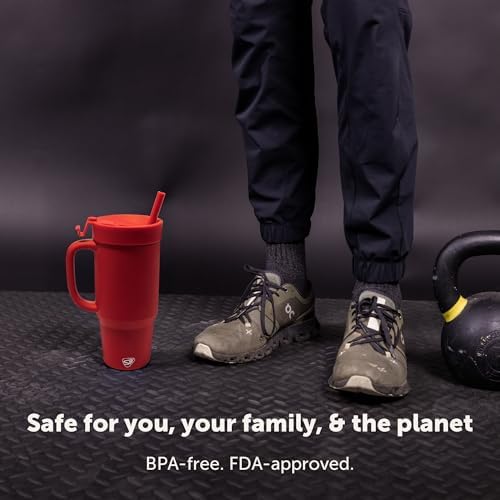 Silipint 32oz Silicone Tumbler with Handle, Flip Lid and Straw – BPA-Free, Non-Toxic, Freezer, Microwave, Dishwasher Safe Tumbler – Perfect for Tea, Smoothies (Classic Red) Pack of 1 - Image 5