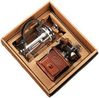 Hand Coffee Grinders and French Presses Set with Wooden Handle for Freshness Brewed Coffee At Homes or Outdoor and Stainless Steel Presses Set Perfect for Camping and Use by Unknown