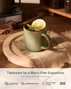 famiware Coffee Mug Set of 6, Star 12 oz Ceramic Mugs Cups Set with Handle - Image 3
