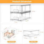 4 Pack Stackable Storage Drawers with Handles, Easy Assembly Clear Acrylic Fridge Organizer, Refrigerator Organizers and Storage for Kitchen, Under Sink, Pantry, Bathroom - Image 3