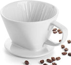 DOWAN 5oz Coffee Cup and Saucer Set of 4 and Pour Over Coffee Maker - Image 2