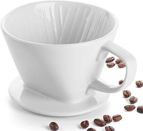 DOWAN 5oz Coffee Cup and Saucer Set of 4 and Pour Over Coffee Maker - Image 2