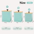 Kitchen Canisters Set of 3, Metal Flour Sugar Storage Containers with Airtight Lids-Canisters Sets for Kitchen with Customizable Chalkboard Labels & Marker Pen-Spice, Coffee Storage Jars(Blue) - Image 2