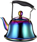 2 Liter Whistling Tea Kettle, Color Rainbow Mirror Finish Stainless Steel Stovetop Teakettle with Heat-Resistant Handle and Stylish Appearance, Suitable for All Stovetops by Toyosport