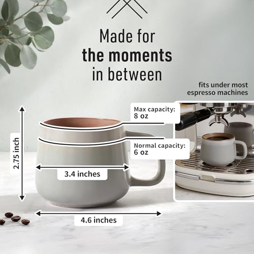 Ava Nord Small Stoneware Ceramic Coffee Mugs Set of 4 | 6 oz | Sage Ash - Image 2