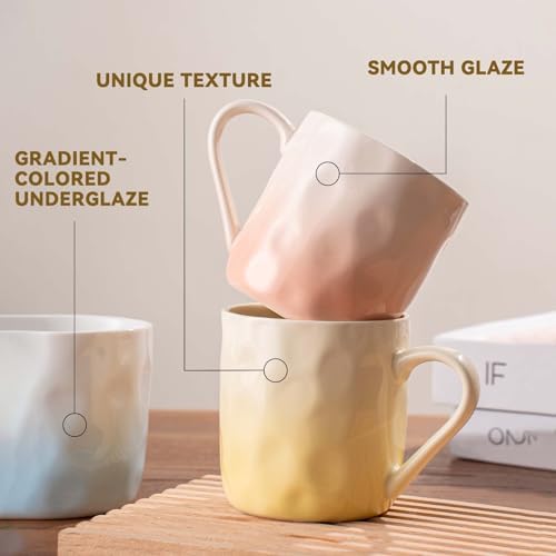 Porcelain Coffee Mugs, Multicolor, Set of 6, 12oz - Image 3