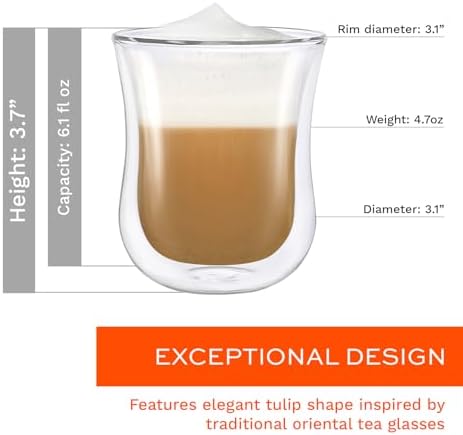 Stölzle Lausitz Set of 2 Coffee 'N More Espresso Cups (Medium / 6 Fl oz). Coffee Cups, Double Walled Glass Coffee Mugs for Hot or Cold Drinks - Genuine Stölzle Insulated Glass Coffee Mugs - Image 5