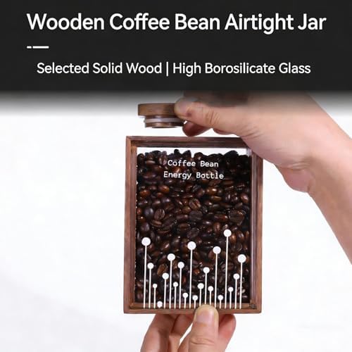 Wood Coffee Bean Storage Can, Coffee Storage Container, Capacity Large 120g, One-Way Exhaust Valve, with Sealing Ring, for Home and Business, Decorate - Image 2