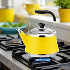 Tea Kettle Stovetop, 1.1 Quart Whistling Teapot Small Cute Stainless Steel Tea Pot with Ergonomic Folding Handle Suitable for All Heat Sources(Yellow,1L) - Image 7