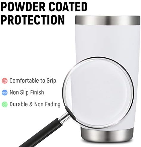 COMOOO 20oz White Tumbler Bulk with Straw Stainless Steel Insulated Coffee Tumbler Cups Double Wall Vacuum Travel Coffee Mug with Splash Proof Sliding Lid for Hot Cold Drinks (White, 4 Pack) - Image 4