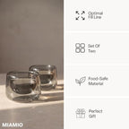 MIAMIO - Coffee Glasses/Double-Walled Glasses Set (2x6 oz) - Lagoa (Grey) - Image 7