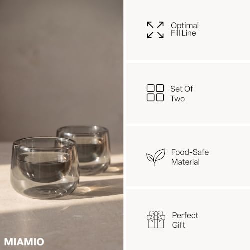 MIAMIO - Coffee Glasses/Double-Walled Glasses Set (2x6 oz) - Lagoa (Grey) - Image 7
