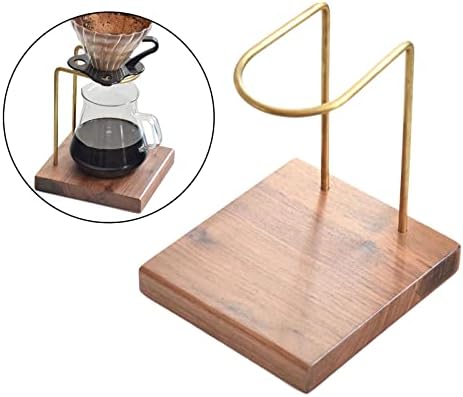 Pour Over Coffee Stand Coffee Drip Maker Stand Holder Dripper Stand Coffee Rack Brass Structure with Wooden Base for Quiet Suitable - Image 6