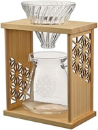 HARIO Drip Stand Set, Asanoha pattern (Hemp Leaves), Practical Capacity, 20.3 fl oz (600 ml), V60 Dripper Server, Includes 40 Dedicated Papers, For 1-4 People (Natural) by Hario