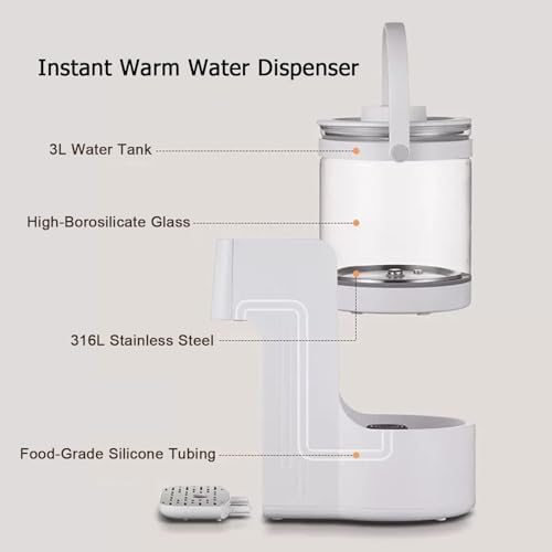 3L Instant Hot Water Dispenser,Instant Electric Kettle,Detachable High‑Borosilicate Glass Tank,Adjustable Temperature & Volume,Adjustable Temp Hot Water Dispenser for Home & Office - Image 2