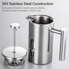 OMANA Cafetiere 350ml/800ml/1000ml Stainless Steel French Press Coffee Maker - Double Walled Insulated Coffee Maker Pot for Home and Office (800ml), FCP01 - Image 7