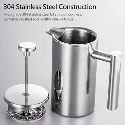 OMANA Cafetiere 350ml/800ml/1000ml Stainless Steel French Press Coffee Maker - Double Walled Insulated Coffee Maker Pot for Home and Office (800ml), FCP01 - Image 7