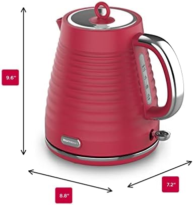 Homeart Riva Electric Kettle - With Removable Limescale Filter, Fast Boiling and Auto Shut-off, Ergonomic Handle and 360-Degree Base - 1.7L Capacity, Red - Image 4