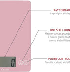 Escali Arti Glass Food Scale Digital Countertop Kitchen, Baking and Cooking Scale with Large Display, 15-Pound Capacity, 9" x 6.5" x .75", Classic Pink - Image 4