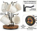 2 Pack 360° Rotating Large Mug Tree for Counter, Coffee Mug Holder with 6 Hooks, Cup Holder Stand for Countertop, Metal Cup Tree Rack with Weighted Wood Base, Kitchen Coffee Bar Decor Display - Image 4
