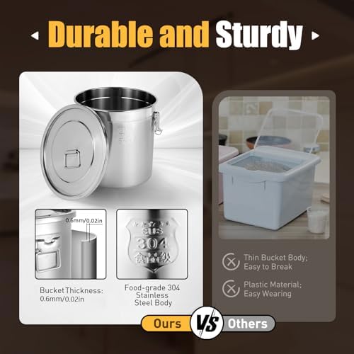 8.71Gal 304 Stainless Steel Airtight Canister with Lid & Locking Clamp - Image 6