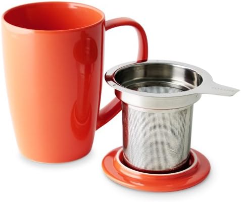 FORLIFE Curve Tall Tea Mug with Infuser and Lid 15 ounces, Carrot - Image 2