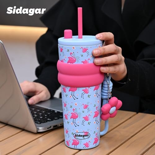 SDGA+ 24 oz Stainless Steel Tumbler with Lid and Straw, Insulated Water Bottle Leak Proof for Hot and Cold, Portable Travel Coffee Mug, Reusable Coffee Cup for Women, Flamingo Pink - Image 4