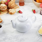 RSVP International Stoneware Teapot Collection, Microwave and Dishwasher Safe, 42 oz, White - Image 4