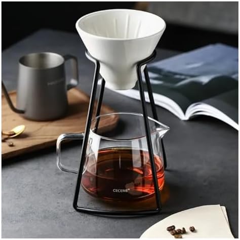 Ceramic Pour Over Coffee Set Filter Bracket Filters Dripper Stand Percolators Shop Cup Share Pots Coffeeware Accessories(Transparent Set A) - Image 3