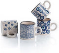 Ceramic Espresso Cups, 5 Oz Espresso Cups Set of 4, Handmade Espresso Cup, 2.75 Inch Espresso Mugs, Multicolor Demitasse Cups, Microwave & Dishwasher Safe Espresso Mugs, Coffe Mug Set (NAZAR CHARM) by ELYESE