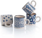 Ceramic Espresso Cups, 5 Oz Espresso Cups Set of 4, Handmade Espresso Cup, 2.75 Inch Espresso Mugs, Multicolor Demitasse Cups, Microwave & Dishwasher Safe Espresso Mugs, Coffe Mug Set (NAZAR CHARM) by ELYESE