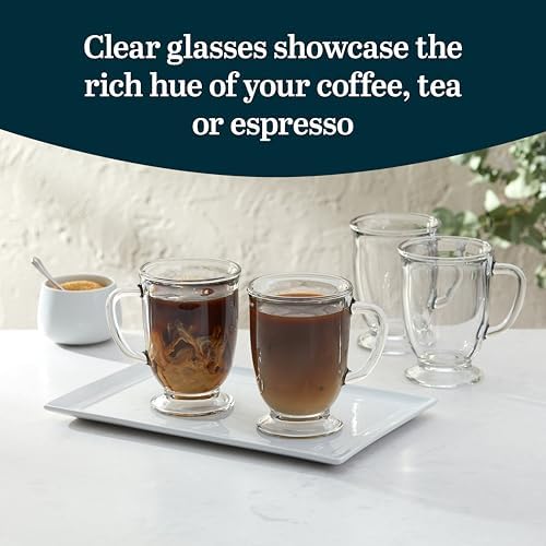 Libbey Kona Glass Coffee Mugs Set of 6, Elegant 16 Ounce Clear Tea Cup Set , Dishwasher Safe Glass Mugs with Handles for Tea, Coffee,and Espresso - Image 4