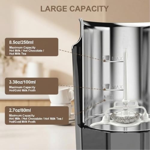 5-in-1 Milk Frother and Steamer, Automatic Warm and Cold Foam Maker, Hot & Cold Foam Maker and Milk Warmer with LED Display Touch Screen for Coffee,Latte, Cappuccino, Macchiato, Hot Chocolate - Image 3