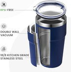 MEWAY 16oz Tumbler Double Wall Vacuum Insulated Travel Mug Bulk, Stainless Steel Tumblers with Lid, Powder Coated Coffee Cups for Cold & Hot Drinks (Navy,12 Pack) - Image 3