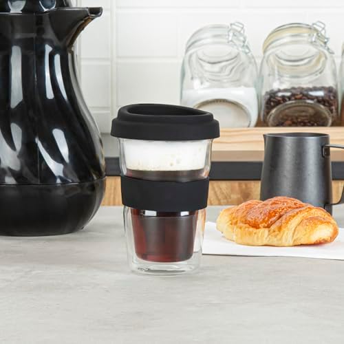 Restaurantware - Forma Professional 13.5 Ounce Insulated Travel Mugs, 10 Double Wall Coffee Mugs - Includes Lids And Sleeves, Reusable, Clear Borosilicate Glass Tumblers, Dishwashable, Microwavable - Image 4